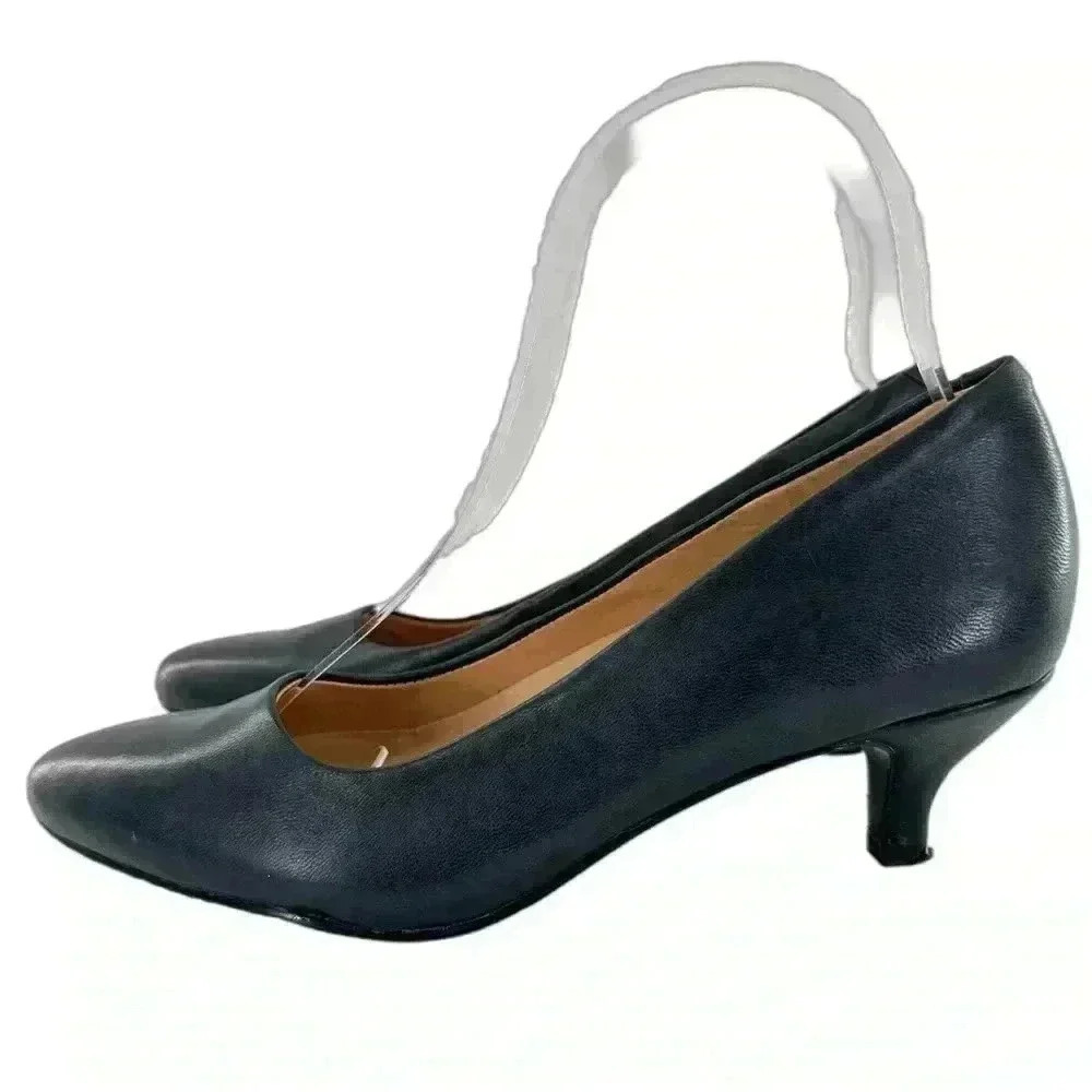 Trotters womens Kiera heels size 6 N navy blue leather pointy toe career pumps - Picture 5 of 12